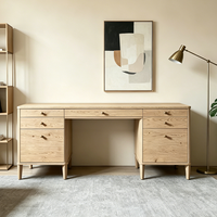Bureau d'étude en bois massif, artisanal, fiable, portable, taille et couleur personnalisables, style moderne du milieu du siècle