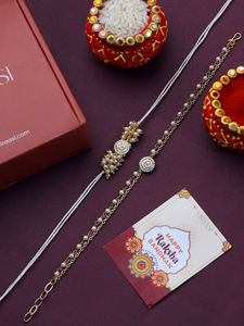 Pulsera de Perlas y Oro al por Mayor Estilo Rakhi con Set a Juego para Raksha Bandhan, Suministro a Granel, Accesorio Hecho a Mano para la Muñeca - Product Image 5