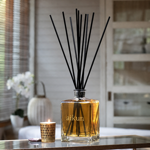 Aikun Square XL <b>Reed</b> <b>Diffuser</b> Gold Foil Logo Stripe Gift Box Any Scent Long Lasting Low MOQ Fast Response for Brand Startup - Product Image 2