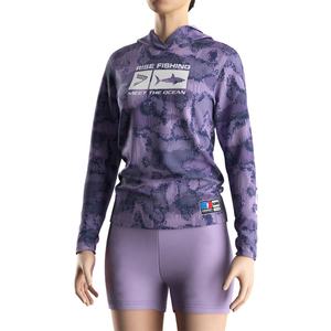เสื้อยืดแขนยาวสำหรับผู้หญิงแบบแห้งเร็วสำหรับตกปลาทะเล พร้อมฮู้ด ป้องกันแสงแดด UPF  รับผลิตแบบ OEM ODM ด้วยเทคนิคการพิมพ์แบบ Sublimation - Product Image 5
