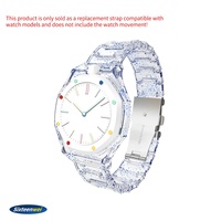 Glitzerndes Transparentes Kunststoff-Uhrenarmband für Royal Pop mit Faltschließe, Modisches Uhrenband für Royal Pop