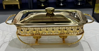 Chauffe-Plat Buffet Portable de Luxe 2.0L à Alcool Solide, en Acier Inoxydable, pour Stockage, Design Doré