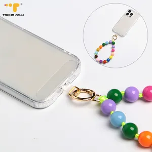 2024 Fashion Plastic Beaded Detachable Wrist Strap With Transparent Waterproof Phone Case For iPhone 14 15