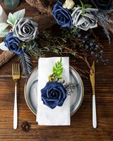 25 Buah Mawar Buatan Tangan dari Busa dengan Sentuhan Realistis, Batang Biru Tua |   Bunga Palsu DIY Buket Pernikahan Dekorasi Pesta Dekorasi Rumah