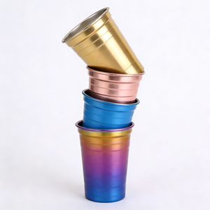 Gobelet en acier inoxydable à paroi simple, couleur arc-en-ciel électro-plaqué, empilable, 16 oz, pour eau, cocktail, boisson, verre à eau, tumbler, UV - Product Image 1