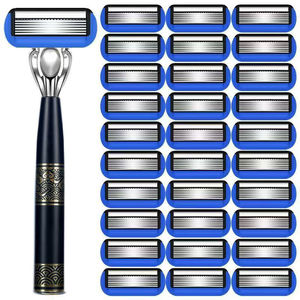 Rasoir manuel Zhengli à 7 lames, style chinois, manche en métal pour hommes, outils de rasage fabriqués en Chine, multi-régions - Product Image 1