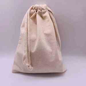 Reusable White Cotton Linen <b>Pouch</b> Soft Clothes Dust <b>Pouch</b> <b>Drawstring</b> Fabric Custom Logo Craft Bags - Product Image 1