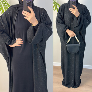 Abaya Hiver Plissée Scintillante Luxe Dubaï Épaisse en Crêpe, Cardigan Ouvert Brillant et É<span class=keywords><strong>l</strong></span>égant Style Turque - Product Image 4