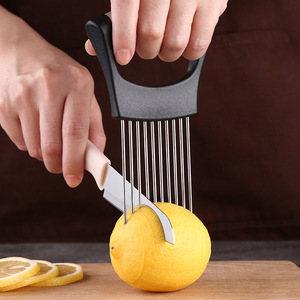 Cortador de carne y verduras de acero portátil Syh658, tenedor seguro con guía para tomates, cebollas, otras verduras, cortador de ayuda para cortar - Product Image 2