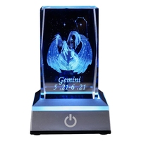 Cadeaux d'affaires personnalisés, objets promotionnels en cristal, cube gravé en 3D avec base LED, lampe de nuit