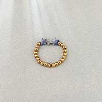 Exquisite Naturstein Edelstahl Perlen Ring Mode Elastic Ring Schmuck Geschenk für Frauen