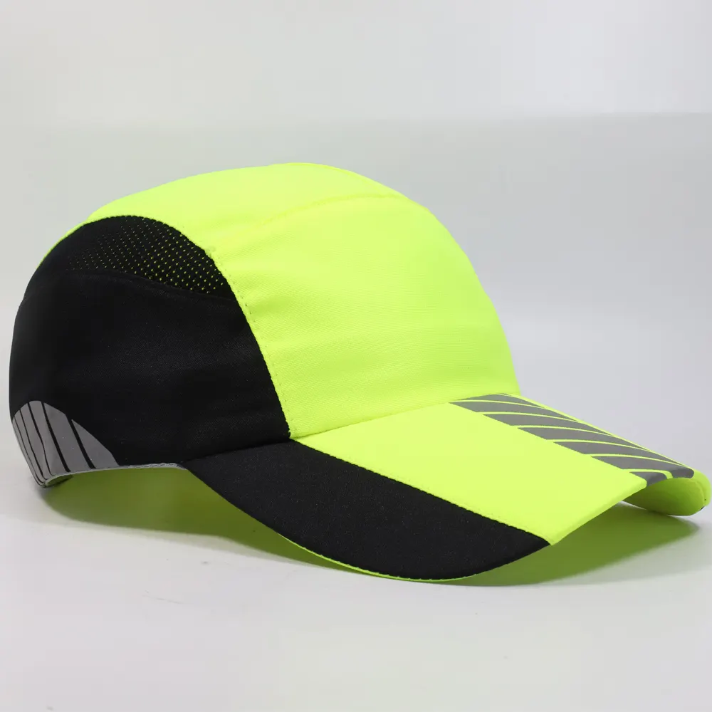 High Visibility Luminous Fabric Casual Hat 6 Panel Sport Reflective Cap