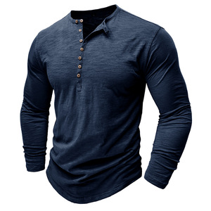 Colección Otoño Invierno 2025, <span class=keywords><strong>camisa</strong></span> Henry de alta calidad para hombre, de algodón flameado Top, trajes de estilo europeo americano de manga larga para exteriores - Product Image 3
