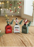 Calendrier de l'Avent en fer peint, design boîte aux lettres du Père Noël, pendentif suspendu pour la décoration de la maison, de l'arbre, de la porte ou de la fête