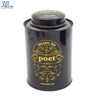 Hot sale promotion round black metal coffee tea tin can with plug lid