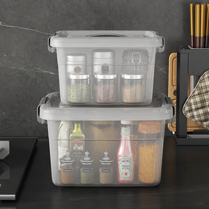 Boîte de rangement en plastique transparent durable avec couvercles, organisateur de vêtements, articles ménagers, rangement en osier, vente en gros au prix d'usine - Product Image 4