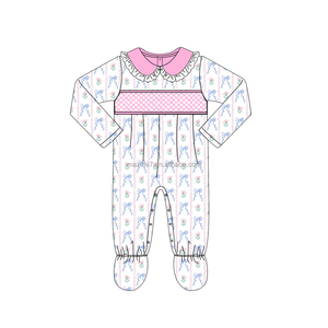 Puresun Smocked abbigliamento per bambini Boutique per bambine vestiti invernali ricamati tutine di cotone per bambini all'ingrosso - Product Image 4