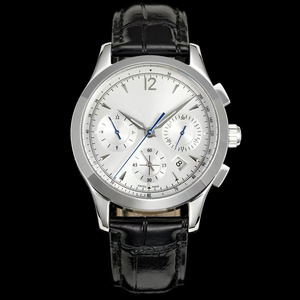 Luxury Deluxe Automatic Chronograph Date Pulsometer Sapphire Crystal 40mm Stainless Steel <b>Case</b> Black Leather Strap Mens <b>Watch</b> - Product Image 1