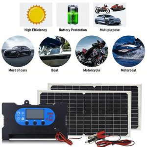 ชุดแผงโซลาร์เซลล์ 16W 32W แผงชาร์จพลังงานแสงอาทิตย์แบบโมโนคริสตัลไลน์สำหรับแบตเตอรี่รถยนต์พร้อมตัวควบคุมและสายเคเบิล - Product Image 5