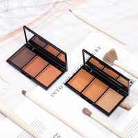 Palette de Poudre Compacte Bronzante Contour et Enlumineur 3 Teintes 24h Waterproof pour Peaux Foncées en Gros