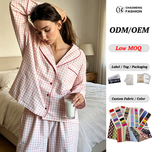 Women 100% Cotton <b>Pajama</b> Set 2026 New <b>Plaid</b> Contrast Piping Long Sleeve Long Pant Sleepwear Ladies Autumn Winter Soft Loungewear - Product Image 1
