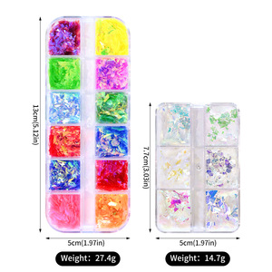 12 Grids 3D Sparkly Fluorescent Flakes Nail <b>Sequins</b> Paillette Nail Chunky Glitter Decorations Chameleon Nail Accessories - Product Image 4
