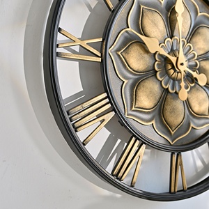 HOME Rustic Style Black Golden Color Still Life Design <b>Metal</b> Hanging Quartz Battery Powered Wall Decor <b>Clock</b> for Living Room - Product Image 6