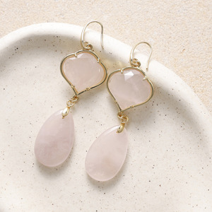 Boucles d'oreilles pendantes style vintage en pierre naturelle, forme goutte d'eau, serti clos, en alliage de zinc, cadeau, mode - Product Image 2