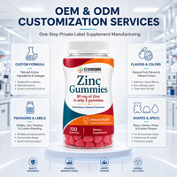 Fabrication sur mesure de suppléments en gommes de zinc à marque privée OEM ODM, soutien du système immunitaire, fabrication par contrat, 30 mg en 2 gommes