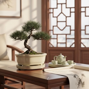 Maceta de Bonsái de Cerámica Yixing al por Mayor, Pequeña, Multiestilo, de Porcelana con Esmalte Azul, Duradera, Ecológica, para Jardín y Hogar - Product Image 2