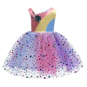 China fashion wholesale wedding princess fancy birthday party flower little kids children rainbow tulle tutu dress for girls