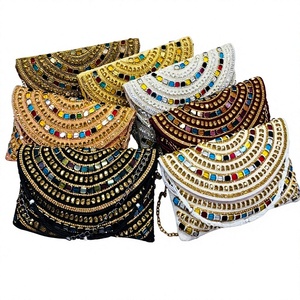 Luxury Handmade Beaded Evening <b>Clutch</b> Bag for Women | Crystal Stone Embroidered Party Purse | <b>Wedding</b> Bridal Designer - Product Image 1