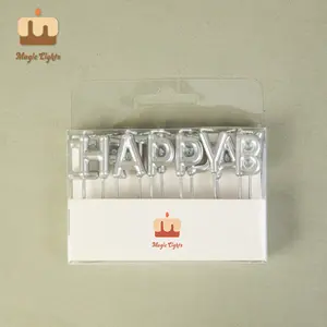 ECO Friendly prezzo di fabbrica paraffina oro argento colorato lettera a forma di buon compleanno regalo torta candele per feste alla rinfusa