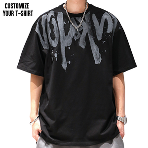 Gran tamaño Casual en blanco todo el cuerpo estampado logo camisas 100% algodón hombres camisetas personalizadas Streetwear gradiente logo estampado Camiseta corta - Product Image 2