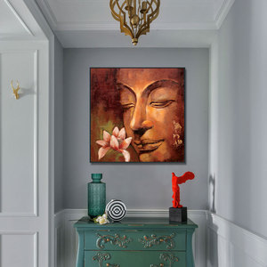 Original Art 100% Handmade Abstract <strong>Buddha</strong> Head Oil <strong>Painting</strong> High Quality <strong>Canvas</strong> Wall Art for Home Decoration - Product Image 2