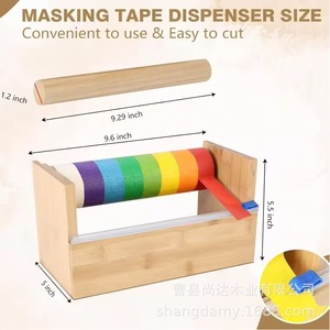 Porta cintas de madera para escritorio, cortador de cinta adhesiva doméstico, herramienta de corte de cinta de madera, cortador de cinta de bambú - Product Image 5