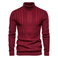 Pull tricoté décontracté à col roulé uni pour homme, best-seller automne, chaud, personnalisable, directement de l'usine
