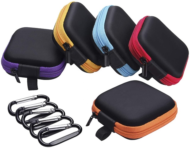 Custom Earbud Case Small Size Hard Waterproof Shockproof Earphone Pouch for Wired Headphones and Charging Cables Case Only