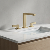 Robinet de lavabo de salle de bain en laiton à double poignée, trois trous, avec cartouche céramique, eau chaude et froide
