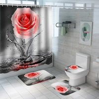 Rideaux de douche personnalisés à motif floral imprimé numériquement, épais, pour salle de bain, rideau de douche imperméable et ensemble de tapis