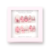 24 piezas de uñas postizas de China / uñas postizas de lujo de China, uñas postizas al por mayor para mujer, uñas postizas magnéticas en caja.