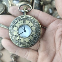 Jam Saku Kuarsa Pola Klasik Retro Gaya Inggris Romantis, Casing Paduan Logam, Dial 44mm, Jam Saku Bergaya Antik