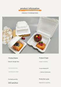 Caja de comida para llevar con 3 compartimentos, biodegradable, apta para microondas, reciclable, para postres y hamburguesas, de MFPP. - Product Image 5