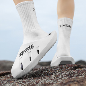 Fashion Sports Letter Print <b>Clogs</b> for Men, Breathable Hollow Out Platform Slides, Comfortable Indoor Outdoor Sandals - Product Image 5