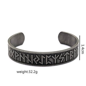 Pulsera yunnique nórdica de acero inoxidable vintage para hombre con diseño de letras Viking Luna Script para regalo y a juego con la ropa - Product Image 5