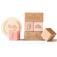 Jouet éducatif en bois pour nouveau-né, plaque commémorative carrée pour les étapes importantes de la vie du bébé, accessoires de photographie pour les photos du mois de naissance