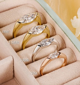 Bague de fiançailles SGARIT sur mesure, taille marquise, 0,5-3 carats, diamant de laboratoire VVS D, or massif 18 carats, alliance de mariage IGI pour femme - Product Image 4