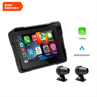 Caméra de tableau de bord moto en promotion avec écran CarPlay sans fil, navigation GPS étanche et double objectif pour l'enregistrement de la conduite
