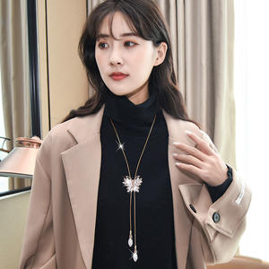 Корейская мода, длинное ожерелье с бабочкой из кристалла циркония, Женские аксессуары на цепочке для свитера - Product Image 2