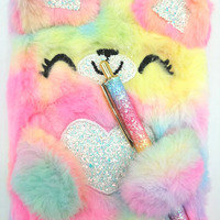 Cuaderno de Peluche con Bordado Brillante y Colorido, en Oferta, a Buen Precio, para Regalos de Niñas